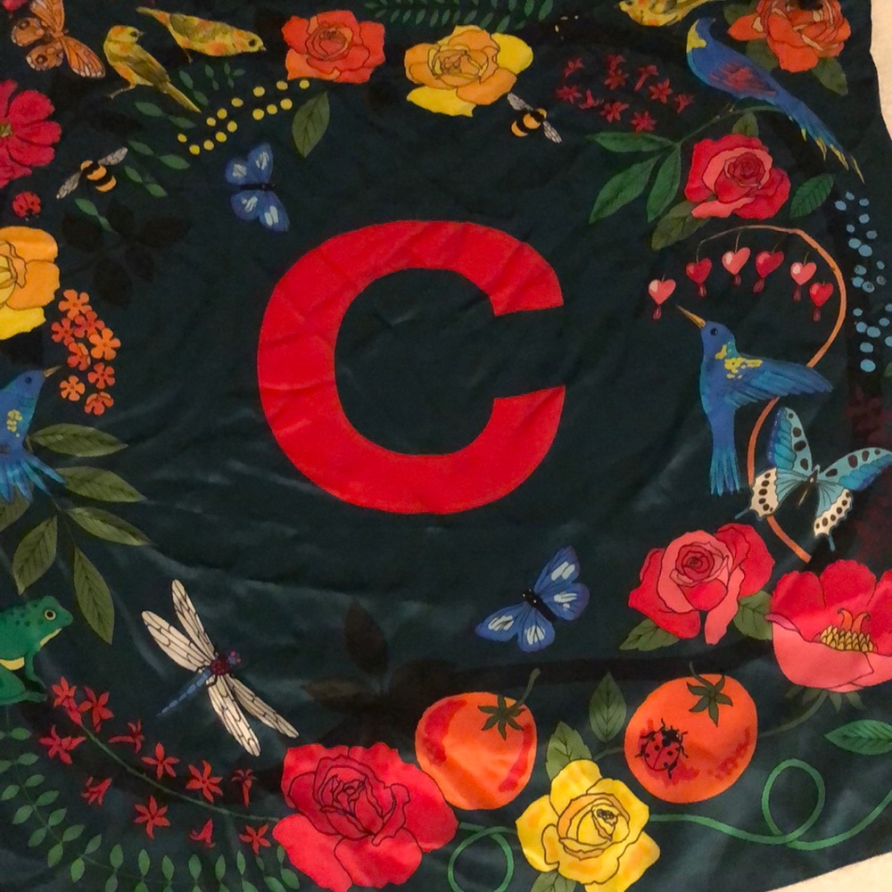 Anthropologie Karen Mahon 100% Silk Square Scarf